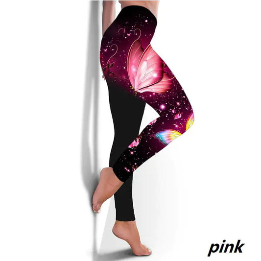 Butterfly Digital Print Yoga Fitness Slim Leggings