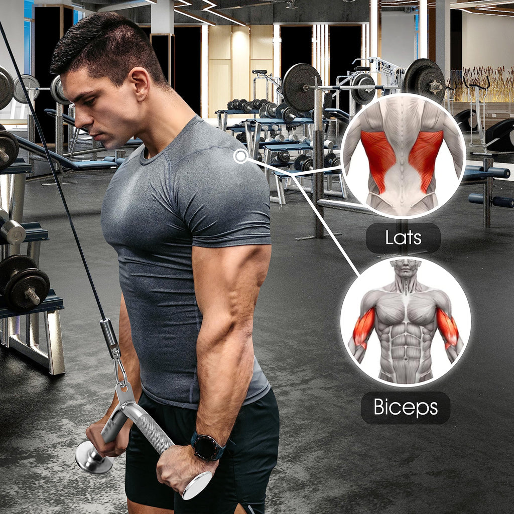 Yes4All Cable Machine Attachment, Row Handles, Tricep Rope, Straight Bar, V Bar, LAT Pulldown Accessories Load 880 LB for Home Gym