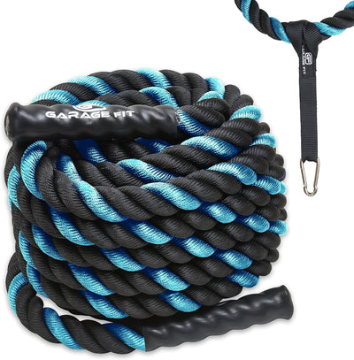 Poly Dacron Battle Rope - Workout & Training Rope - Blue, 1.5" x 30 ft