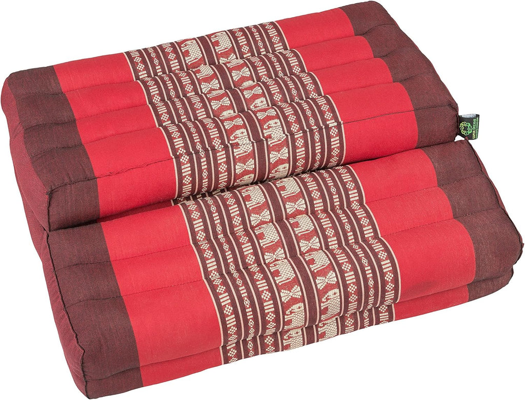 GABUR Foldable Meditation Cushion, 100% Kapok, Red Elephants, 25.5"x19.5"