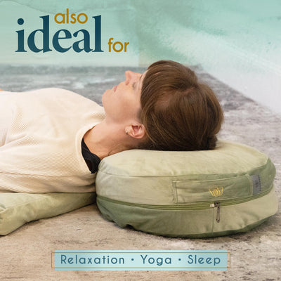Florensi Meditation Cushion - Comfortable Floor Pillow - Traditional Tibetan Meditation Pillow with Beautiful Velvet Cover - Large Floor Cushion Seating for Adults - Premium Yoga Buckwheat Bolster