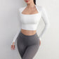 Yoga Fitness Activewear Faux Two-Piece Tops