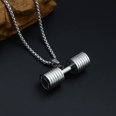 Titanium Steel Dumbbell Pendant Necklace for Men