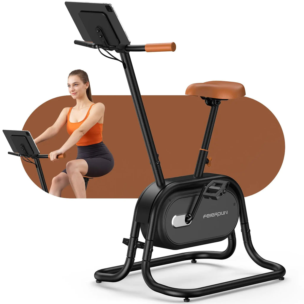 FEIERDUN Smart Upright Exercise Bike with Bluetooth
