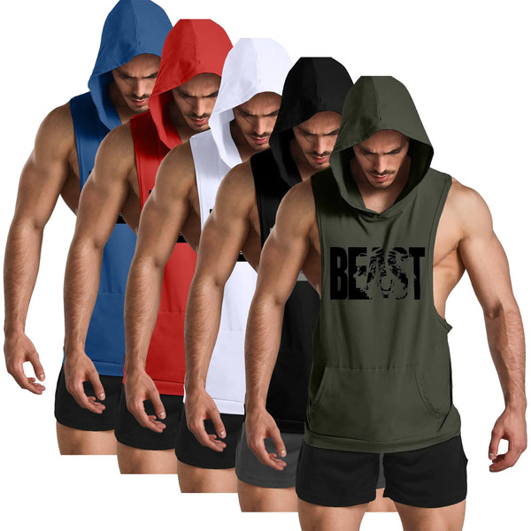 FLEXCORE Men's 5-Pack Performance Muscle Tanks with Hood