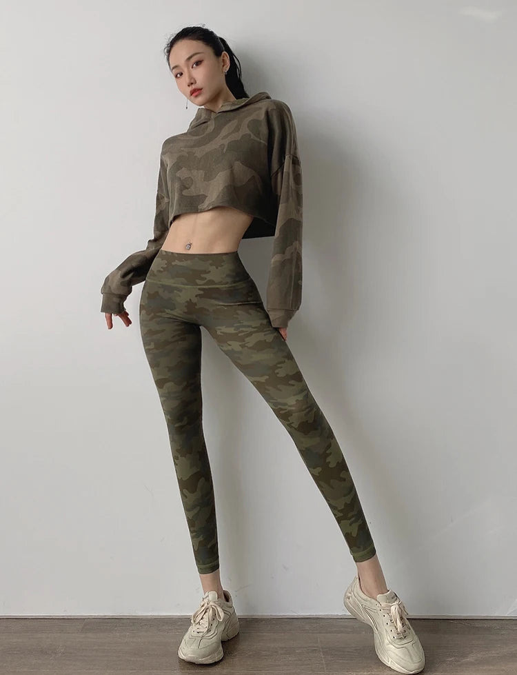 Camouflage Scrunch Butt Fitness Leggings Women Tummy Control High Waist Elastic Yoga Pants Gym Quick-Dry Squat Workout Tights