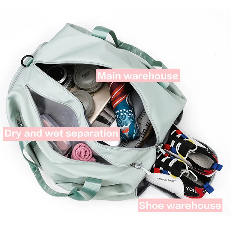 Women Sports Gym Bag Travel Dry Wet Bag Handbags Multifunction Swimming Tote Shoulder Weekend Fitness Duffle Yoga Shoes Daypack