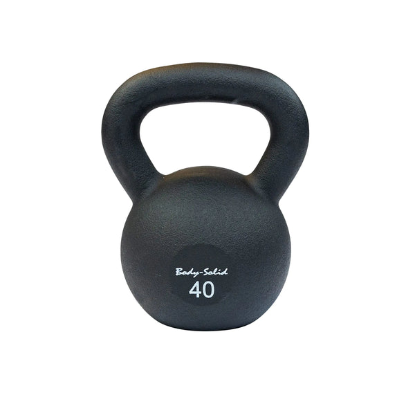 Body-Solid Matte Black Powder Coat Kettlebell Set (KBR40) with Kettle Grip Handle Perfect Kettlebells for Weight Training and Core Workout Exercise Equipment 40 lbs.