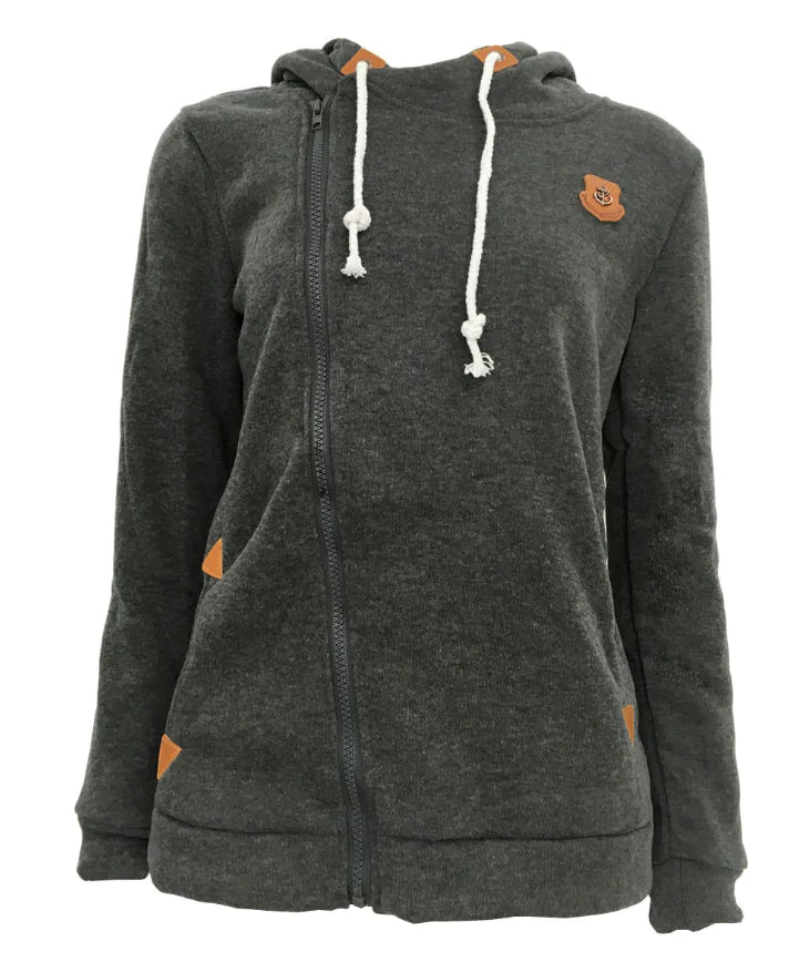Hooded Cardigan with Side Zipper for Activewear