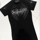Breathedivinity Compression Shirt Short Sleeve tops Muscle GYM Fitness Mock Neck in Black Wolves Club Y2K