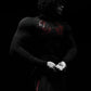 Breathedivinity Compression Shirt Short Sleeve tops Muscle GYM Fitness Mock Neck in Black Wolves Club Y2K