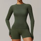 Sexy Women Yoga T-shirts Solid Sports Top Long Sleeve Gym Workout Running Shirts Exposed Navel Quick Dry Fitness Gym Sport Wear