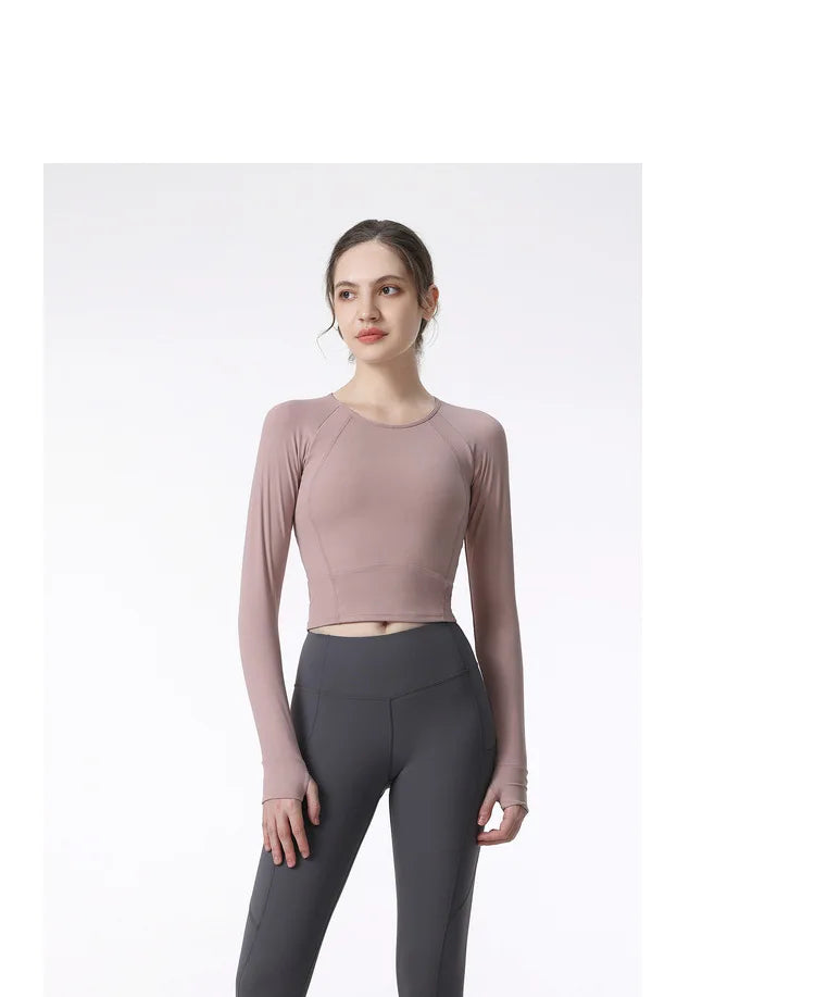 New Long Sleeve Yoga Built-in chest pad Shirts Sport Top Fitness Yoga Top Gym Top Sports Wear for Women Gym Femme Jersey Mujer