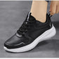 Women Running Shoes PU Leather Lace-up Men Warm Light Walking Sneaker Fitness Sport Flats Comfortable Black Size 35-44 Loafers