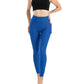 Women Fashion Pocket Bubble Pants Stretchy Slim Leggings Gym Running Cycling Fitness Pants High Waist Hip Lift Leggings Female