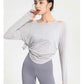 Long Sleeve Yoga Shirts for Women Loose Sports Tee Crop Top Sports Top Women Sportswear Gym Fitness Wear Clothing Workout Female
