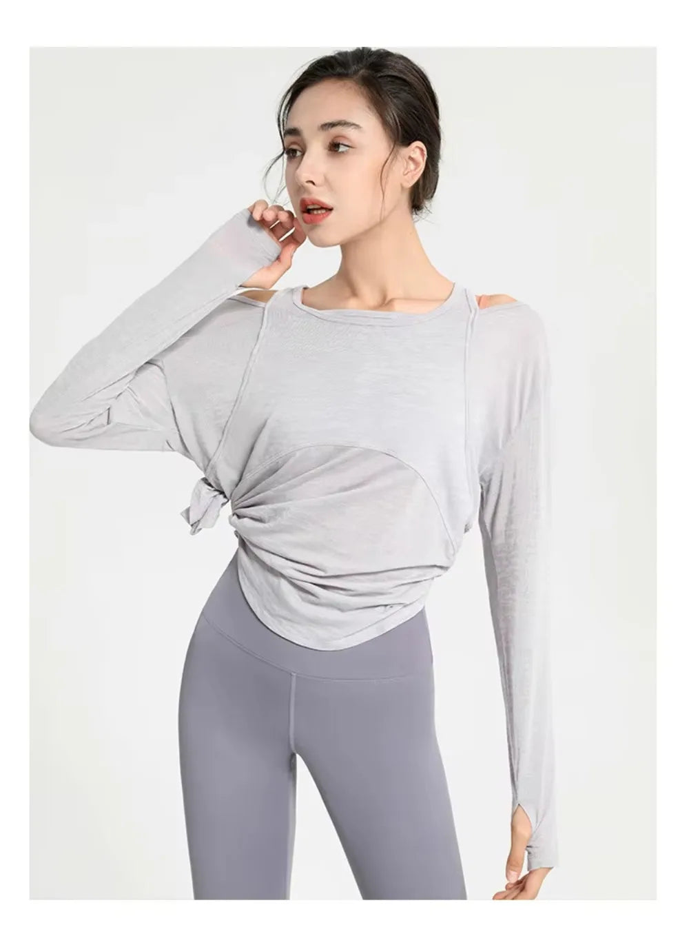 Long Sleeve Yoga Shirts for Women Loose Sports Tee Crop Top Sports Top Women Sportswear Gym Fitness Wear Clothing Workout Female