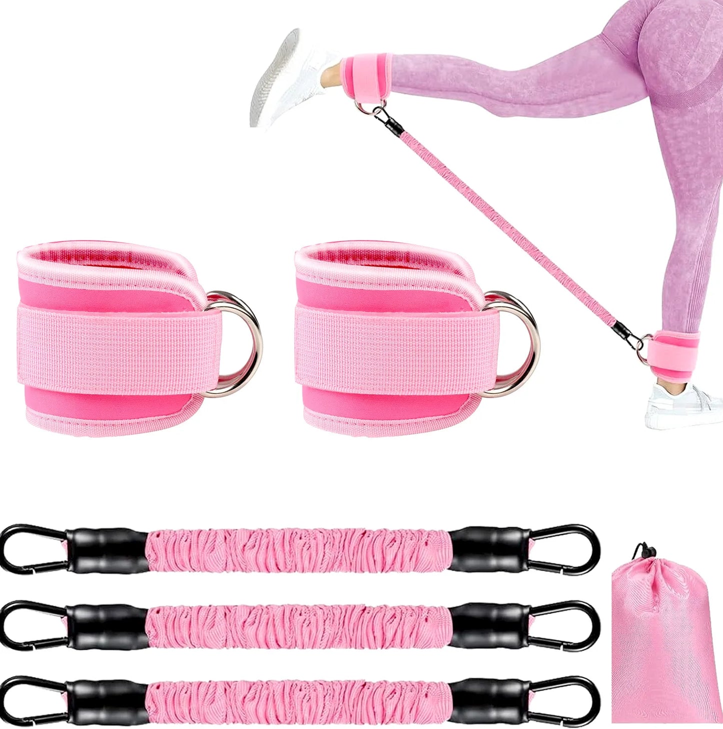 Ankle Straps Pink Resistance Bands Set Fitness Workout Exercise Equipment Weight Yoga Elastic Fitness Band For Gym Man Woman