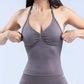 Gym Beautiful Open Back Bra Running Workout Halter Impact Longline Strappy Top Sports Yoga Vest Women's Fitness Tank Top