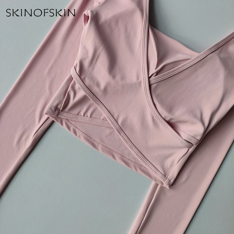 Fixed Chest Pads Crossed Back Yoga Clothes Tight Fitting Slimming Sports Long Sleeved Running Pula Fitness Clothes Tops Shirts