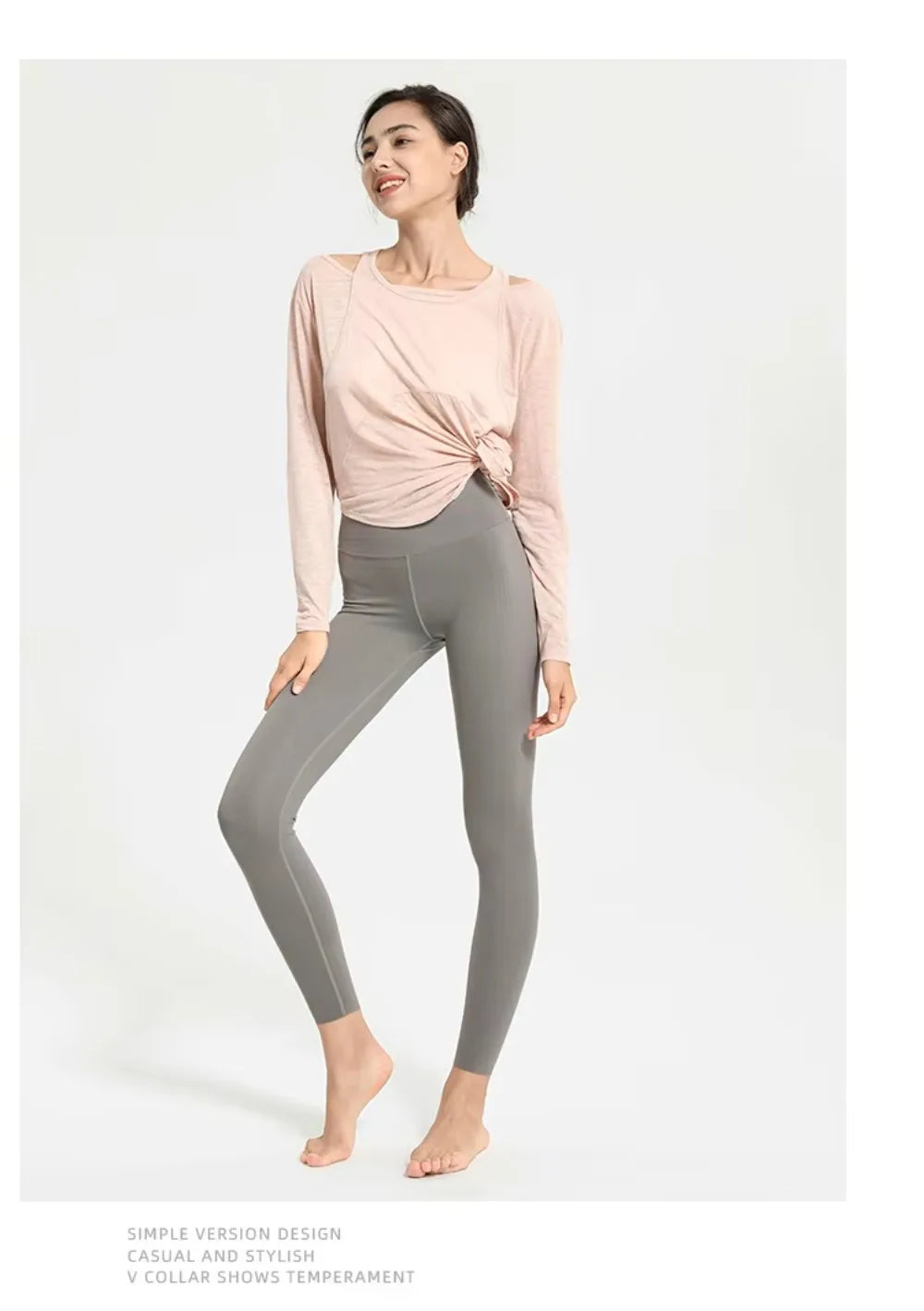 Long Sleeve Yoga Shirts for Women Loose Sports Tee Crop Top Sports Top Women Sportswear Gym Fitness Wear Clothing Workout Female