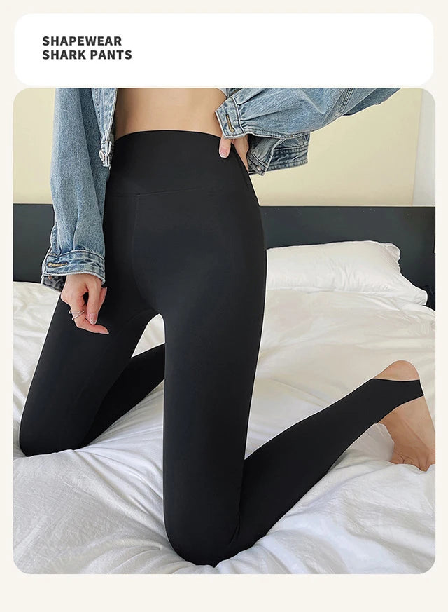 BIVIGAOS Spring Summer Thin Foot Tights Sharkskin Leggings Women High Waist Elastic Smiling Sexy Yoga Sport Fitness Leggings