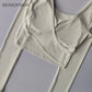 Fixed Chest Pads Crossed Back Yoga Clothes Tight Fitting Slimming Sports Long Sleeved Running Pula Fitness Clothes Tops Shirts