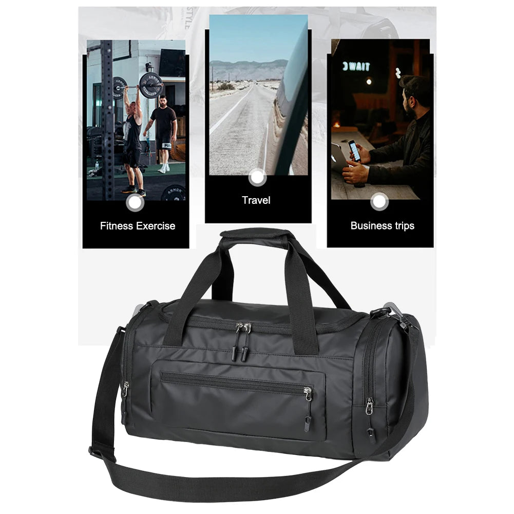 Men Fitness Bag Large Capacity with Shoe Compartment and Wet Pocket Training Sports Bag for Camping/Trekking/Hiking/Traveling