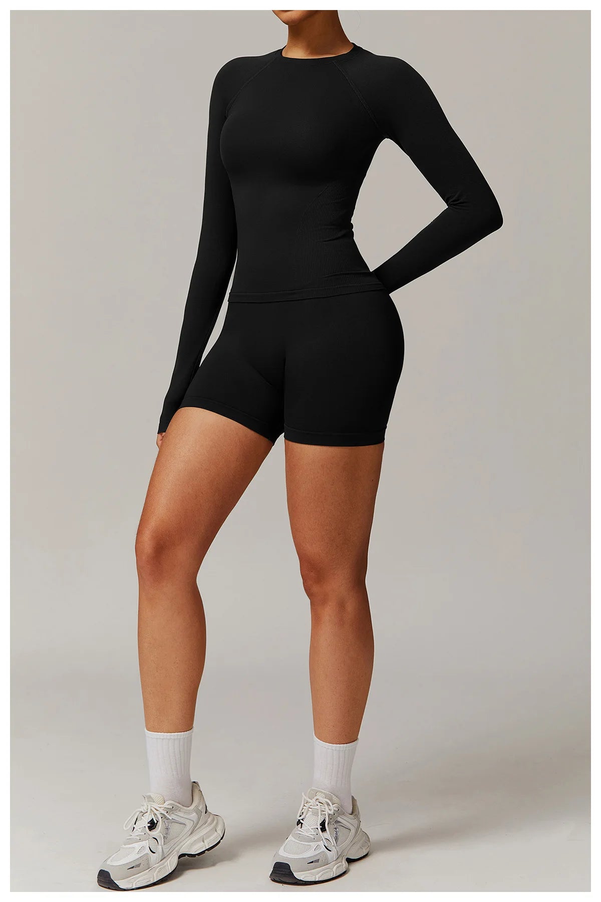 Sexy Women Yoga T-shirts Solid Sports Top Long Sleeve Gym Workout Running Shirts Exposed Navel Quick Dry Fitness Gym Sport Wear