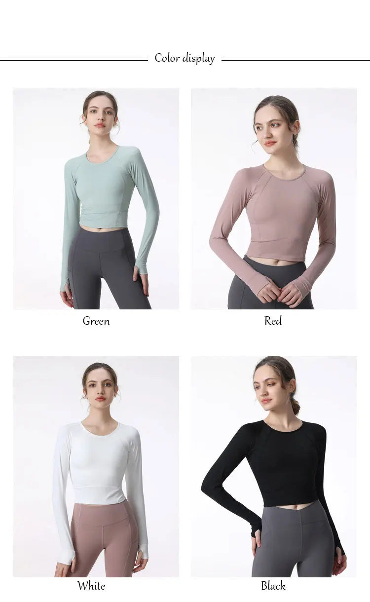 New Long Sleeve Yoga Built-in chest pad Shirts Sport Top Fitness Yoga Top Gym Top Sports Wear for Women Gym Femme Jersey Mujer