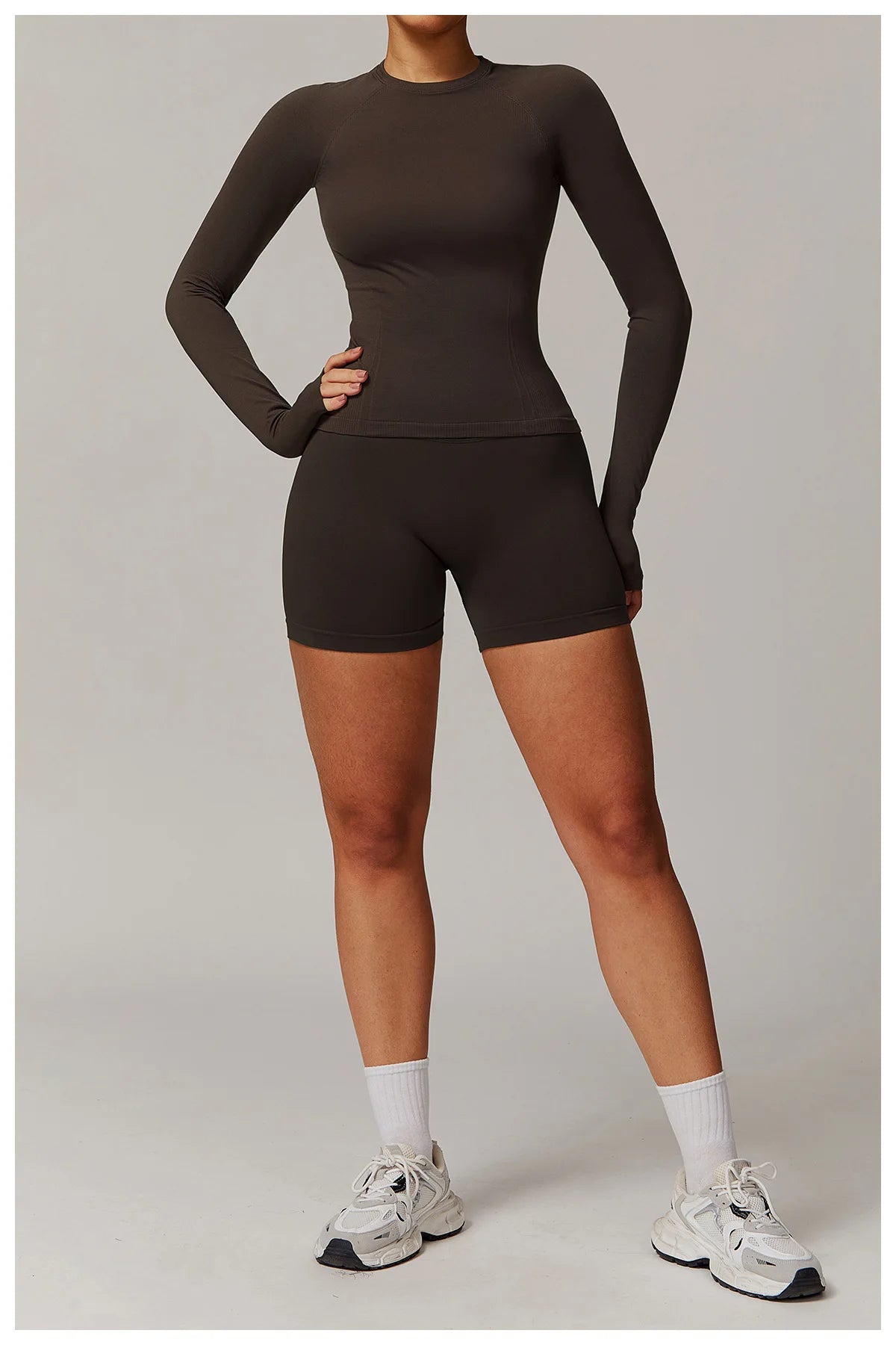 Sexy Women Yoga T-shirts Solid Sports Top Long Sleeve Gym Workout Running Shirts Exposed Navel Quick Dry Fitness Gym Sport Wear