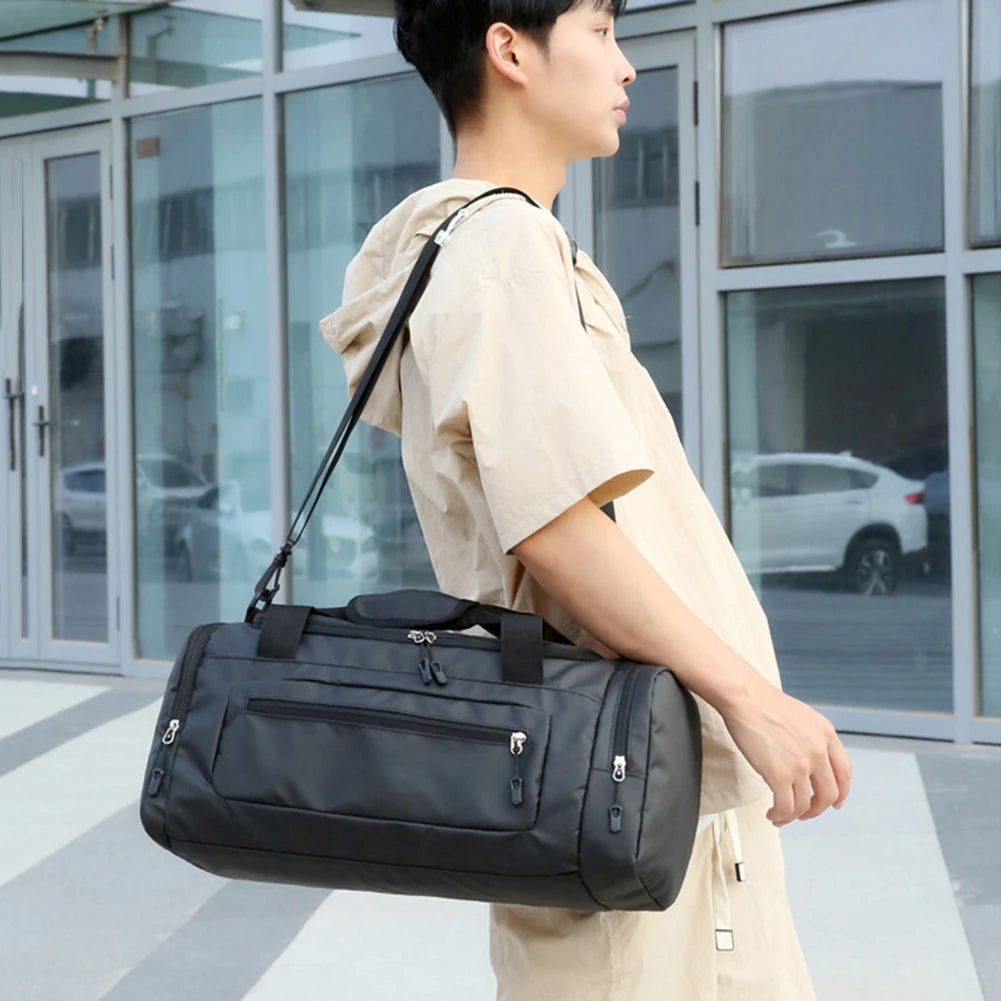 Men Fitness Bag Large Capacity with Shoe Compartment and Wet Pocket Training Sports Bag for Camping/Trekking/Hiking/Traveling