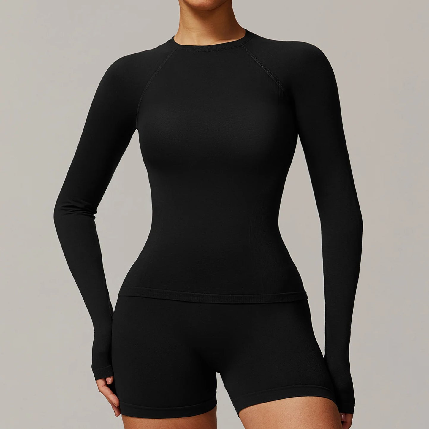 Sexy Women Yoga T-shirts Solid Sports Top Long Sleeve Gym Workout Running Shirts Exposed Navel Quick Dry Fitness Gym Sport Wear