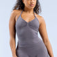 Gym Beautiful Open Back Bra Running Workout Halter Impact Longline Strappy Top Sports Yoga Vest Women's Fitness Tank Top