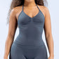 Gym Beautiful Open Back Bra Running Workout Halter Impact Longline Strappy Top Sports Yoga Vest Women's Fitness Tank Top