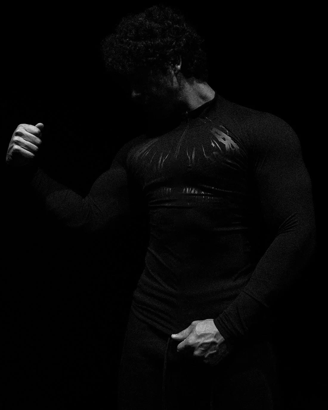 Breathedivinity Compression Shirt Short Sleeve tops Muscle GYM Fitness Mock Neck in Black Wolves Club Y2K