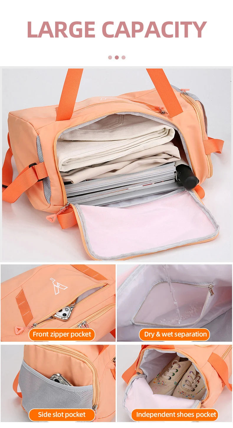 Woman Sports Gym Handbag Waterproof Fitness Training Bag Dry Wet Swimming Tote With Shoes Pocket Travel Luggage Shoulder Bags