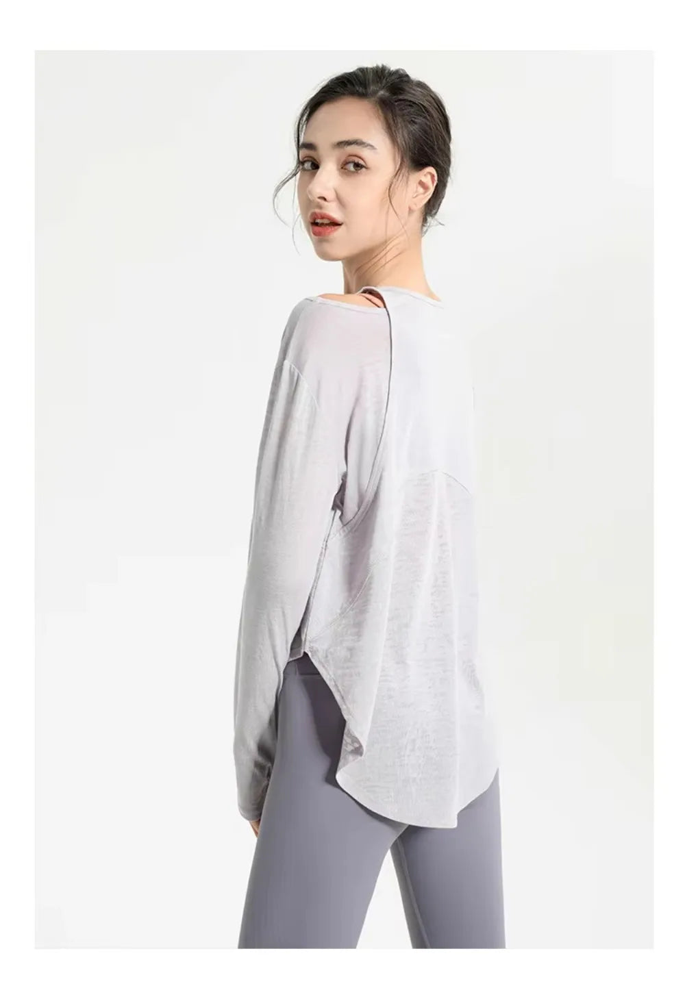 Long Sleeve Yoga Shirts for Women Loose Sports Tee Crop Top Sports Top Women Sportswear Gym Fitness Wear Clothing Workout Female