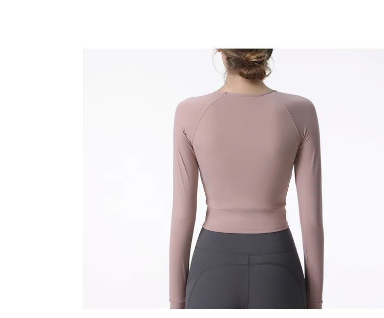New Long Sleeve Yoga Built-in chest pad Shirts Sport Top Fitness Yoga Top Gym Top Sports Wear for Women Gym Femme Jersey Mujer