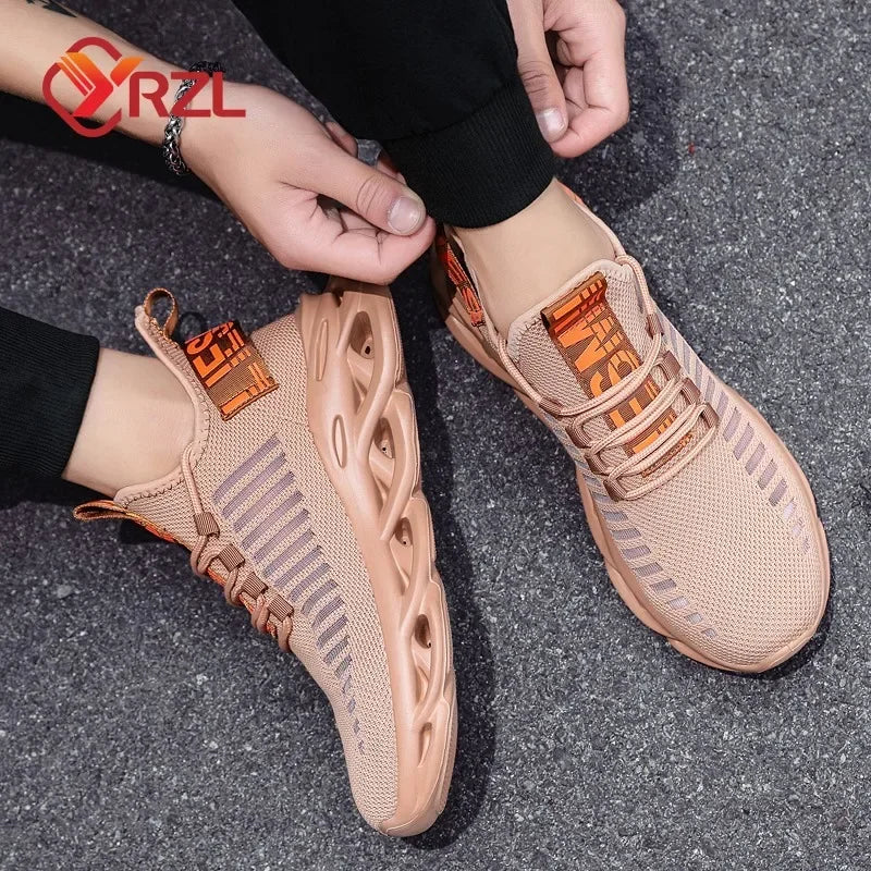 YRZL Men Shoes Comfortable Sneakers Womoen Breathable Couple Running Shoes Mesh Tenis Sport Shoes Size 36-46 Waling Sneakers Men
