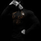 Breathedivinity Compression Shirt Short Sleeve tops Muscle GYM Fitness Mock Neck in Black Wolves Club Y2K