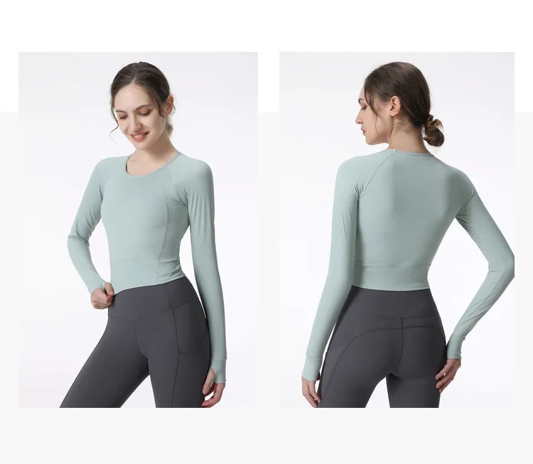 New Long Sleeve Yoga Built-in chest pad Shirts Sport Top Fitness Yoga Top Gym Top Sports Wear for Women Gym Femme Jersey Mujer