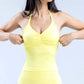 Gym Beautiful Open Back Bra Running Workout Halter Impact Longline Strappy Top Sports Yoga Vest Women's Fitness Tank Top