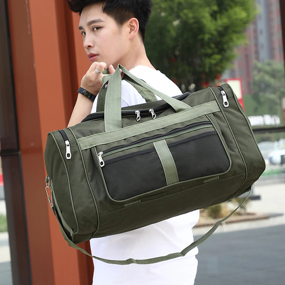 Nylon Travel Duffel Bag Large Capacity Handbag Portable Outdoor Gym Luggage Bag Multifunctional Waterproof Sports Fitness Bags