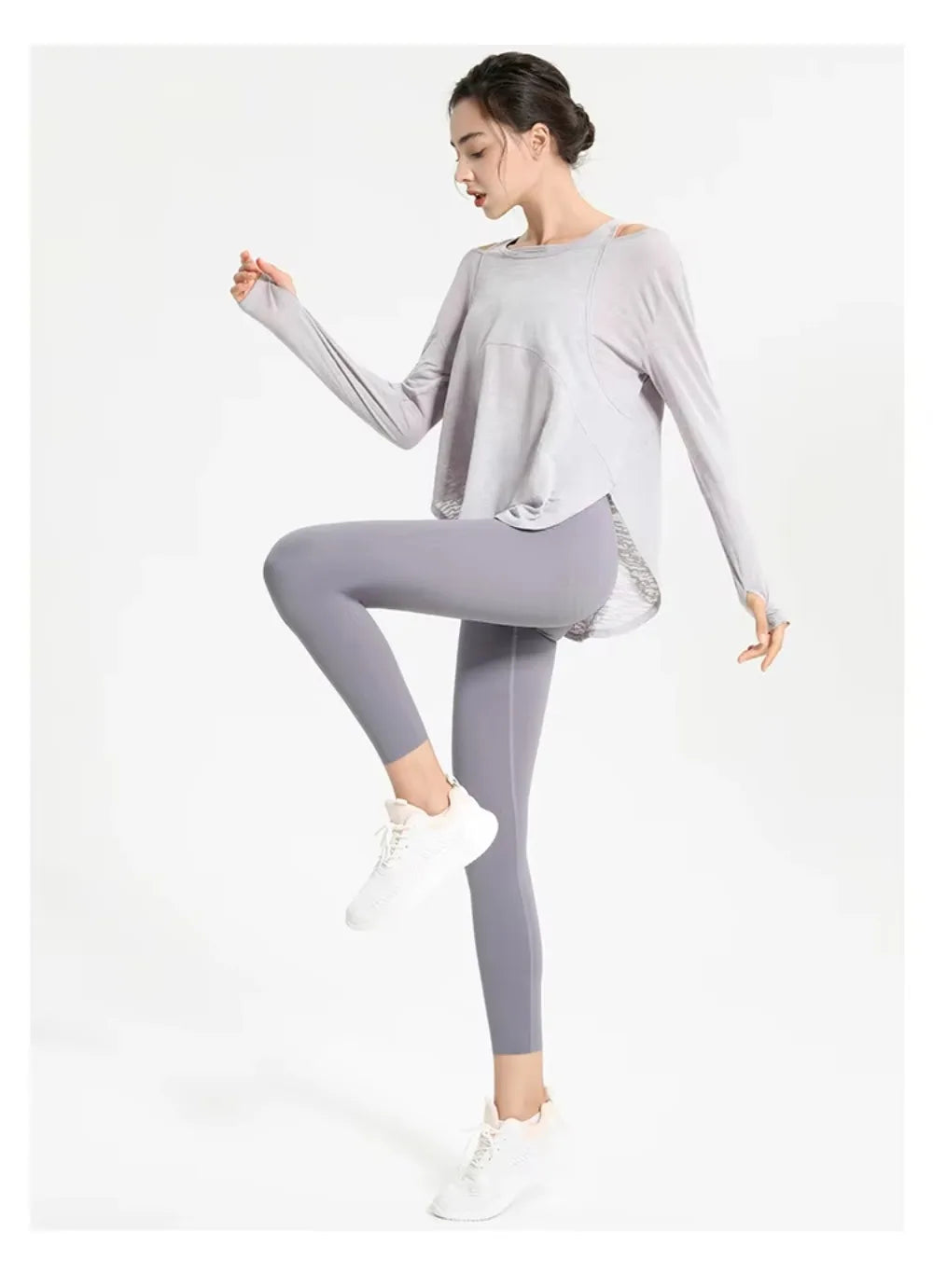 Long Sleeve Yoga Shirts for Women Loose Sports Tee Crop Top Sports Top Women Sportswear Gym Fitness Wear Clothing Workout Female