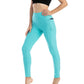 Women Fashion Pocket Bubble Pants Stretchy Slim Leggings Gym Running Cycling Fitness Pants High Waist Hip Lift Leggings Female