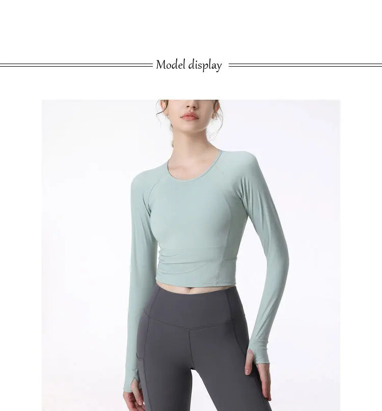 New Long Sleeve Yoga Built-in chest pad Shirts Sport Top Fitness Yoga Top Gym Top Sports Wear for Women Gym Femme Jersey Mujer