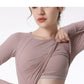 New Long Sleeve Yoga Built-in chest pad Shirts Sport Top Fitness Yoga Top Gym Top Sports Wear for Women Gym Femme Jersey Mujer
