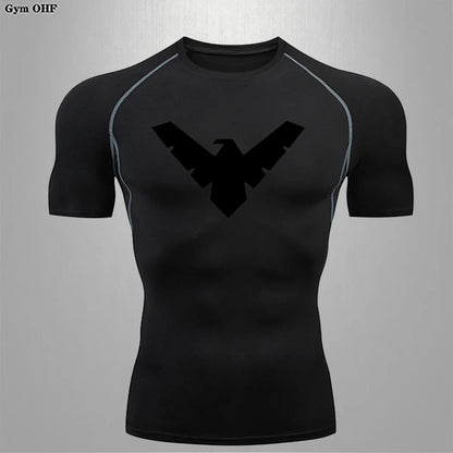 T Shirt Men Rashguard Jiu Jitsu Bjj Gym Fitness Running Training Shirts Boxing Jersey Compression Nightwing Print Tops For Male