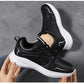 Women Running Shoes PU Leather Lace-up Men Warm Light Walking Sneaker Fitness Sport Flats Comfortable Black Size 35-44 Loafers